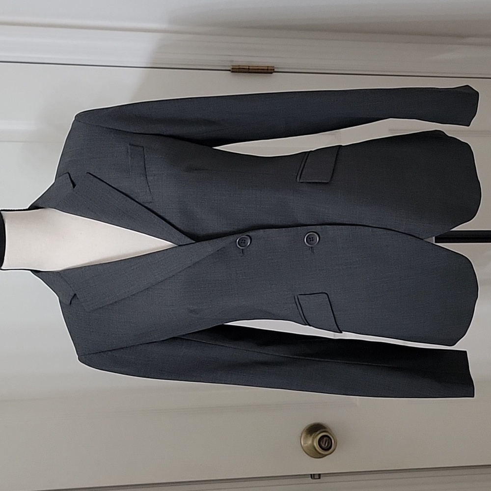 Theory Size 8 Gray Summer Wool Double Button Blazer, Lined, Exc. Used Condition